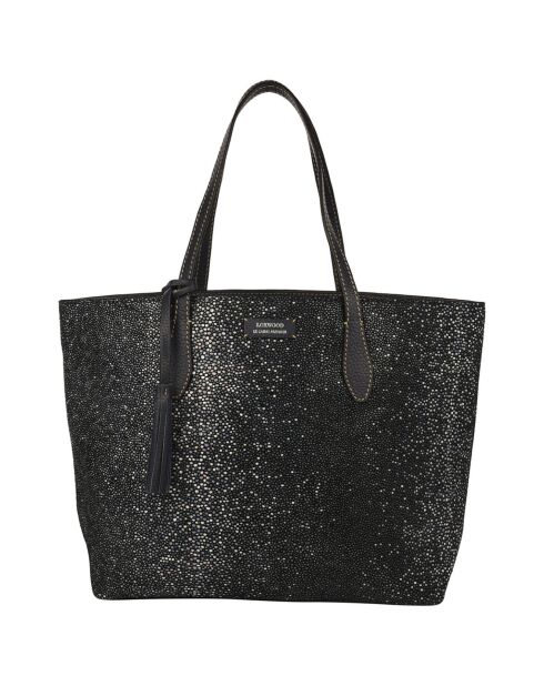 Sac cabas en Cuir Shopper bleu  - 30x48x15 cm