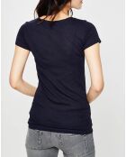 T-Shirt Flame col rond bleu marine