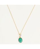 Collier Goute de Malachite Diamants 0.03 ct & Malachite 1.85 ct or jaune