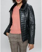 Doudoune en Cuir Emmanuelle noire