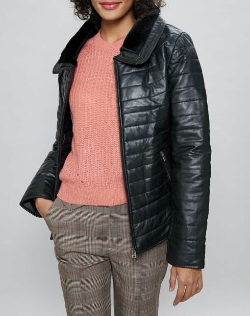 Doudoune en Cuir Emmanuelle noire