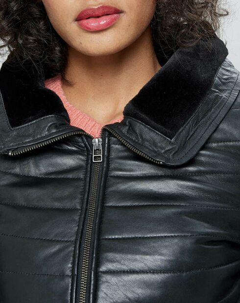 Doudoune en Cuir Emmanuelle noire