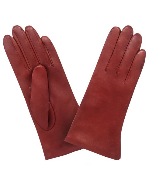 Gants en Cuir d'Agneau - doublure Soie rouges
