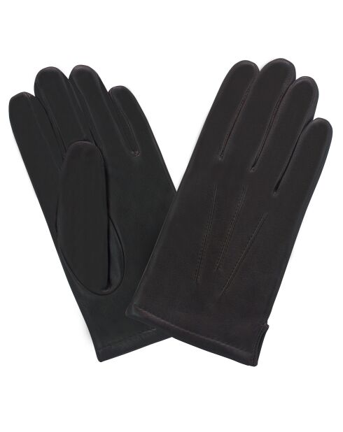 Gants en Cuir d'Agneau - doublure Textile marron