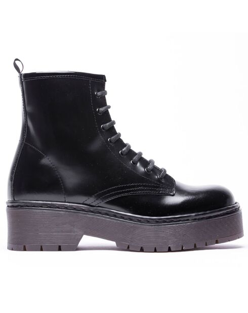 Boots en Cuir Lolita noires - Talon 5.5 cm