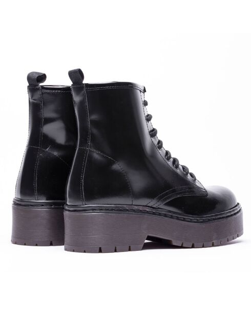 Boots en Cuir Lolita noires - Talon 5.5 cm