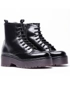 Boots en Cuir Lolita noires - Talon 5.5 cm