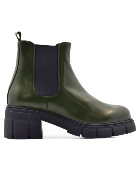 Botas Chelsea de piel caqui Maritza - Tacón de 6 cm