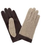 Gants en Cuir d'Agneau & Textile - non doublé marron/beige