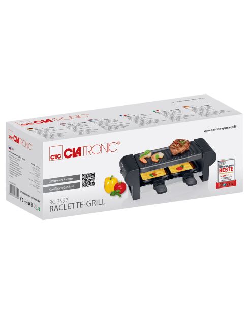 Machine à raclette/grill Clatronic RG3592 noire - 2 personnes