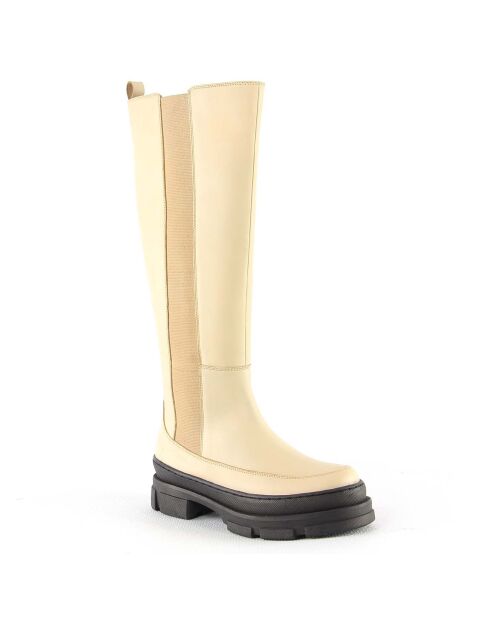 Bottes en Cuir Cannes blanc cassé - Talon 5 cm