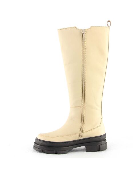 Bottes en Cuir Cannes blanc cassé - Talon 5 cm