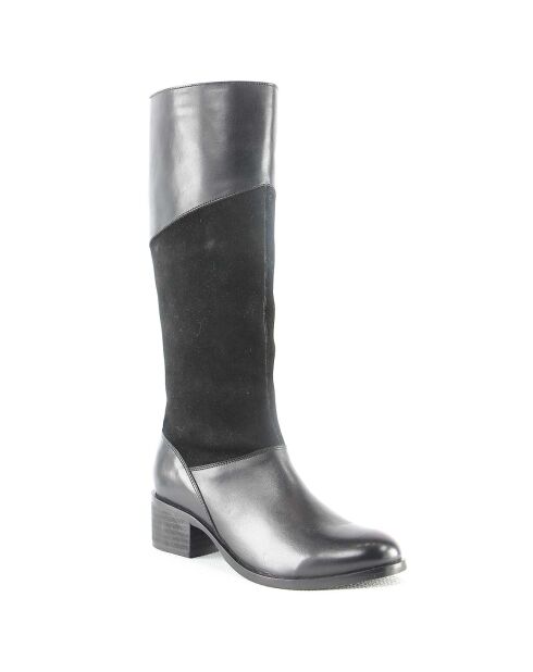 Bottes en Cuir Iris noires - Talon 5 cm