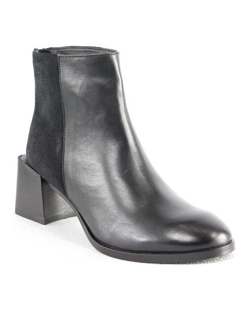 Boots en Cuir Mirabelle noires - Talon 6 cm
