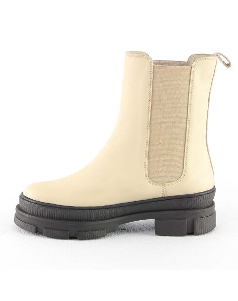 Chelsea Boots en Cuir Paris blanc cassé - Talon 5 cm