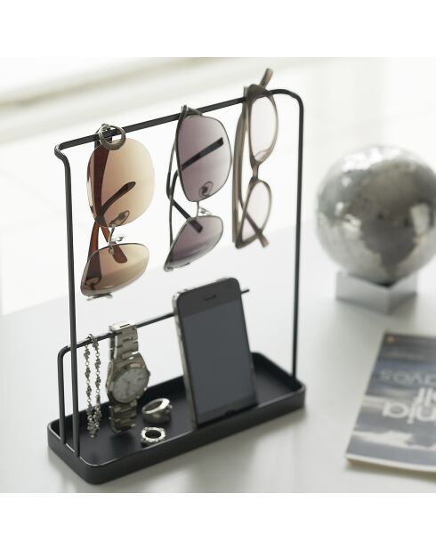Tour de rangement accessoires et lunettes Tower noire - 20x7.5x25.5 cm