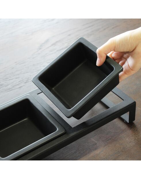 Tower zwarte verhoogde dubbele dierenkom - 29x15,5x10 cm