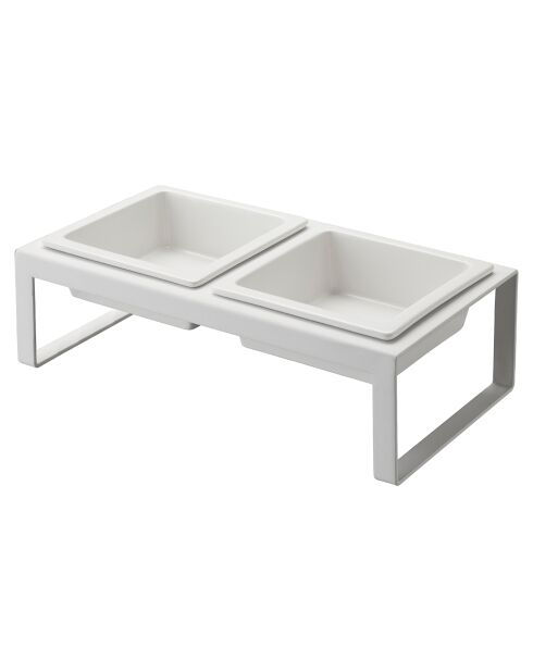 Weiße erhöhte Doppeltierschale in Turmform - 29x15,5x10 cm