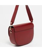 Bordeauxrote Schultertasche aus bernsteinfarbenem Leder - 25x17x5 cm