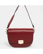 Bordeauxrote Schultertasche aus bernsteinfarbenem Leder - 25x17x5 cm