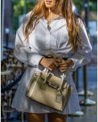 Jeny Light Handtasche aus taupefarbenem Leder - 25x19x7 cm