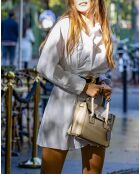 Jeny Light Handtasche aus taupefarbenem Leder - 25x19x7 cm