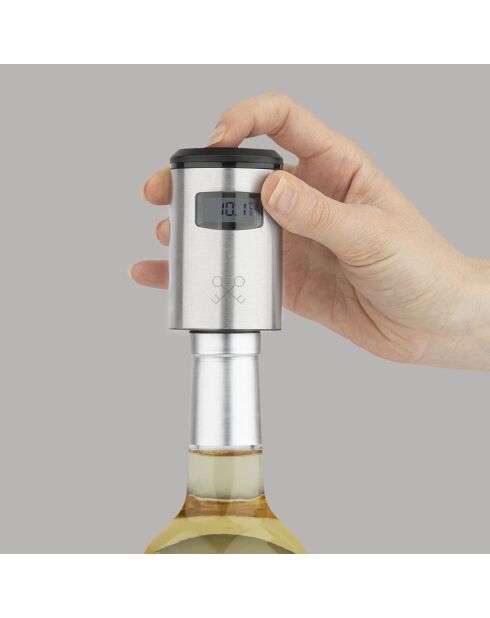 Pompa sottovuoto elettrica per vino grigio - 4,6x4,6x8,6 cm