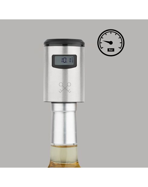 Pompa sottovuoto elettrica per vino grigio - 4,6x4,6x8,6 cm