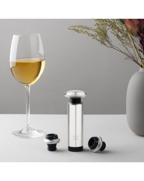 Pompe sous-vide manuelle pour vin grise - 4.5x4.5x12.3 cm