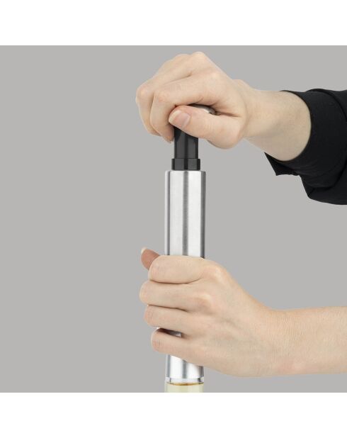 Pompe sous-vide manuelle pour vin grise - 4.5x4.5x12.3 cm