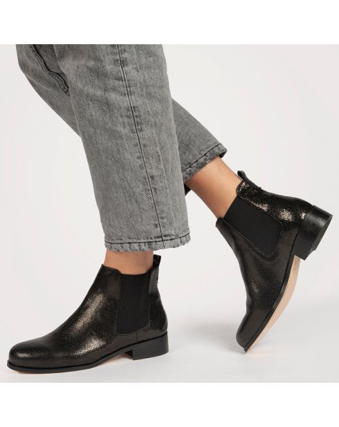 Chelsea Boots en Cuir craquelé Charlie noires