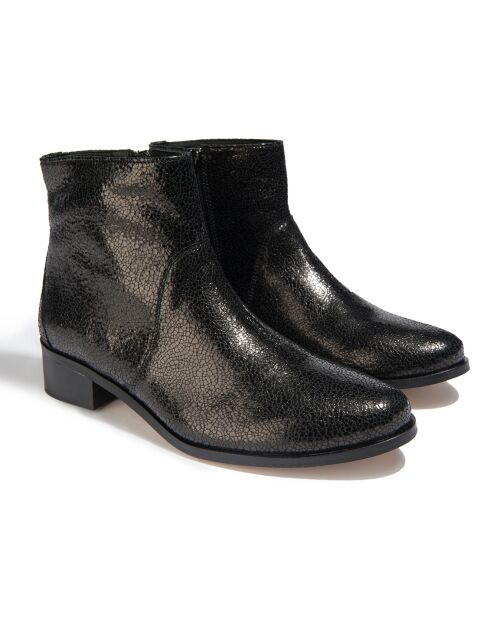 Bottines en Cuir craquelé Zabeth noires