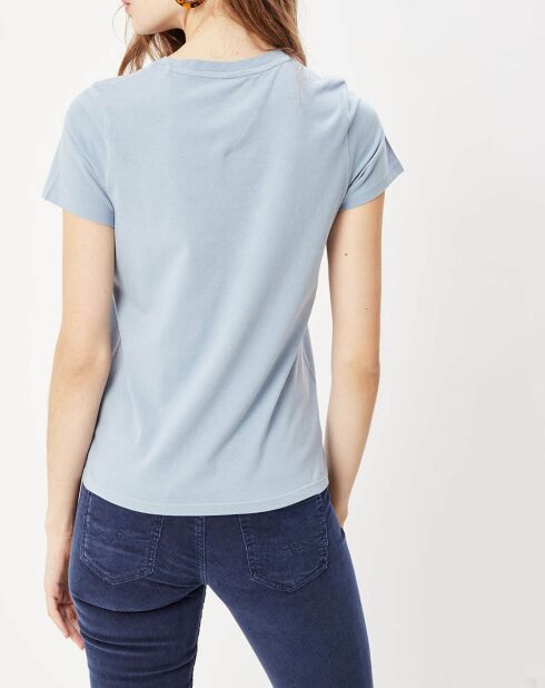 T-Shirt col rond Logo à sequins bleu