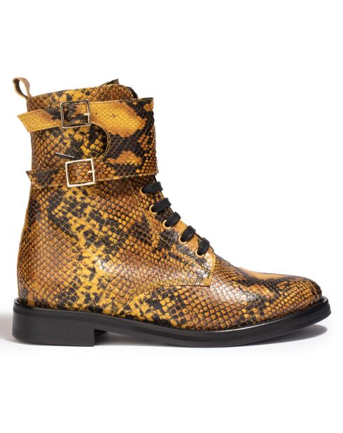 Boots en Cuir python London jaunes