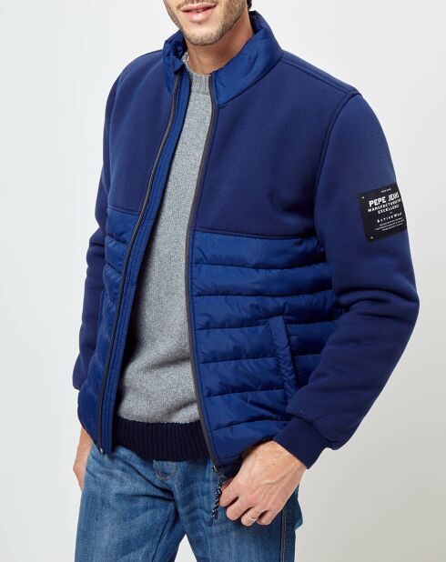 Blouson bimatière bleu
