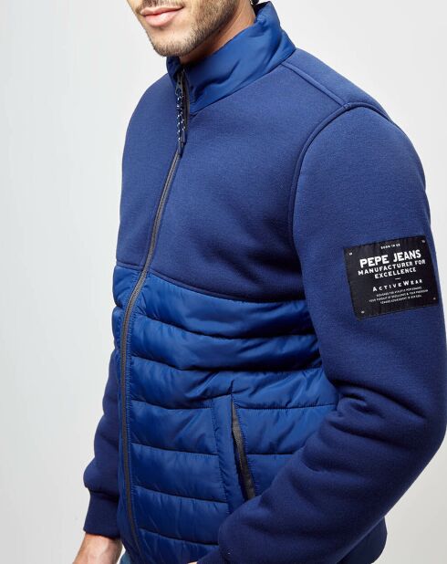 Blouson bimatière bleu