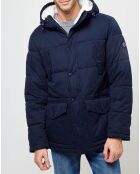 Parka Richard 3J capuche fourrée bleue