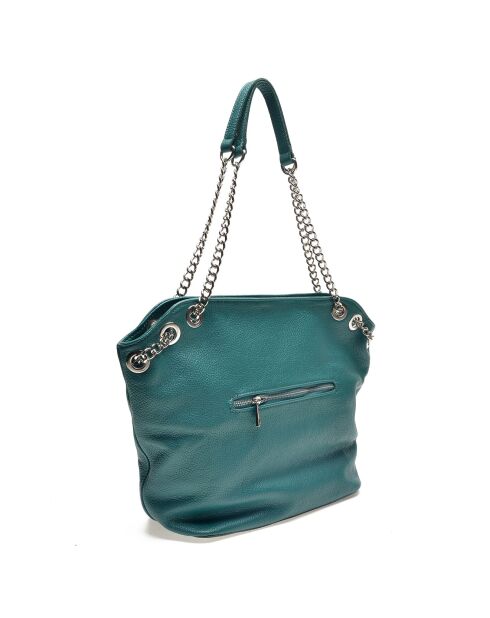 Sac porté épaule en Cuir Neis vert - 31x43x14 cm
