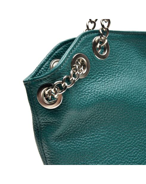 Sac porté épaule en Cuir Neis vert - 31x43x14 cm