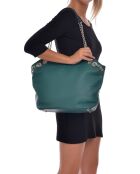 Sac porté épaule en Cuir Neis vert - 31x43x14 cm