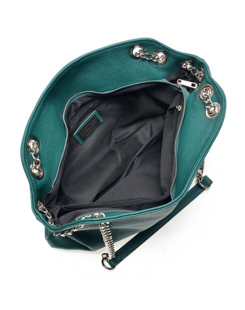 Sac porté épaule en Cuir Neis vert - 31x43x14 cm