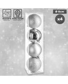 4 Boules de Noël argentées - D.8 cm