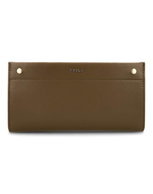 Portefeuille en Cuir Continental Lady M marron 18.5x9.5 cm