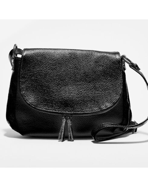 Sac bandoulière en Cuir Lana noir - 29x20x6 cm