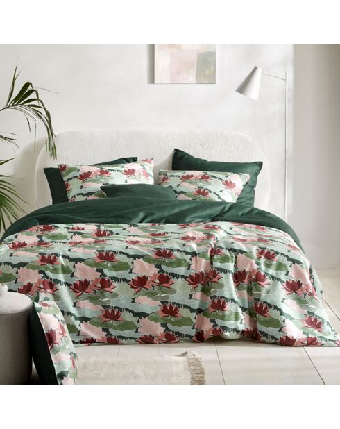 Parure housse de couette satin de coton Koi multicolore