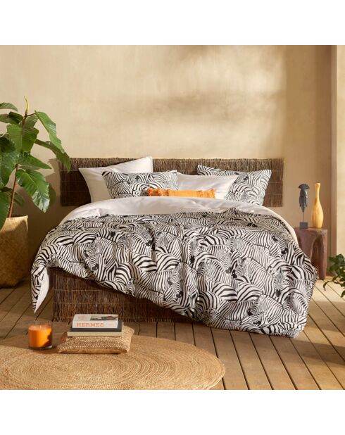 Set copripiumino Zebra in raso di cotone bianco/nero