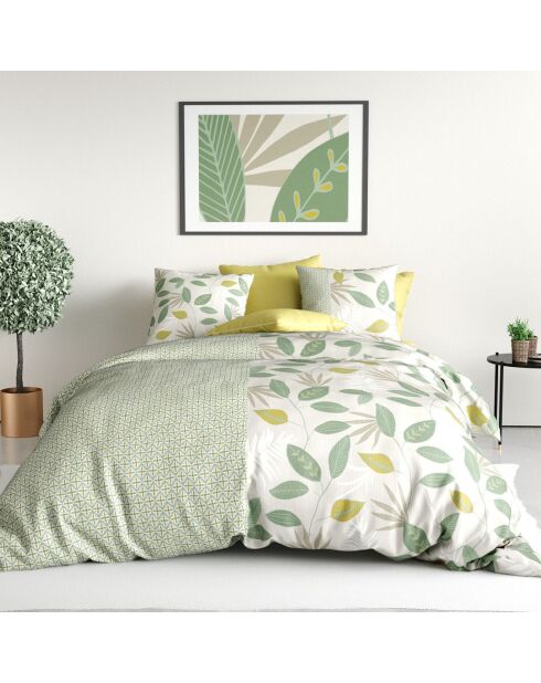 Parure housse de couette Areca verte