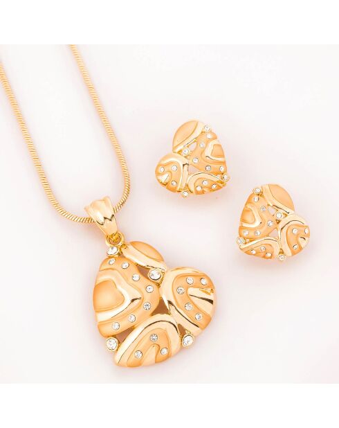 Parure Collier & Boucles d'oreilles Valentinea dorée
