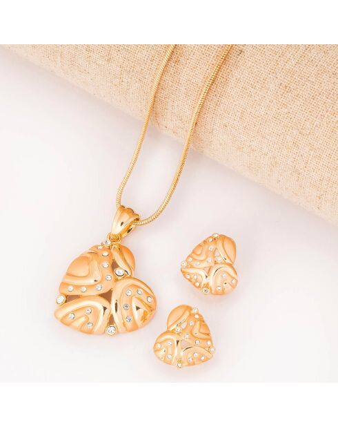 Parure Collier & Boucles d'oreilles Valentinea dorée