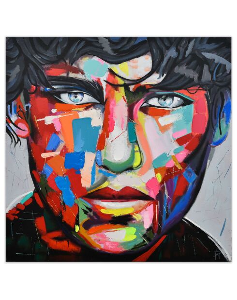 Tableau Visage de jeune garçon multicolore - 80x80 cm